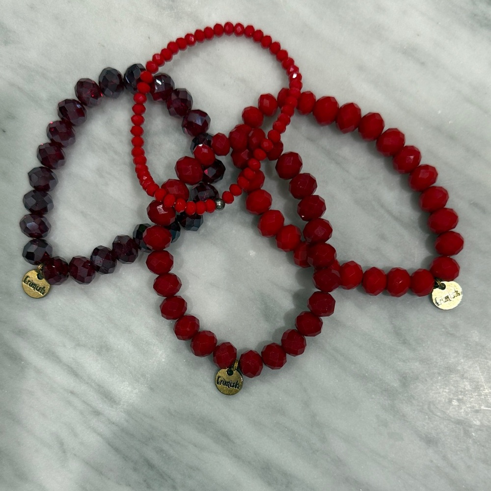 Erimish Red Beaded Bracelet Set